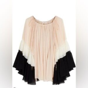 Chloe Tiered Tri color crepon blouse